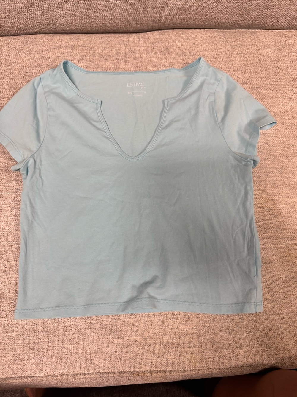 Light Blue V-Neck Short Sleeve Tee